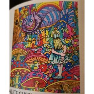 New Cheshire Cat Plush Fleece Throw Gift Blanket Psychedelic Alice Mushrooms NIP